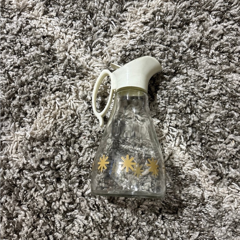 Vintage Glass Pitcher with Gold Star Design